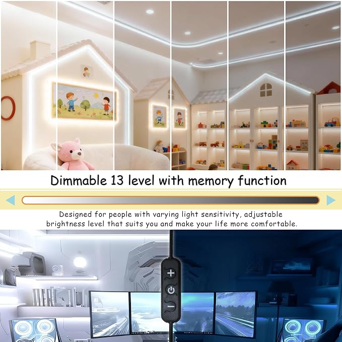 4 Set 10 FT White Led Strip Lights for Bedroom Dimmable 40 FT 720 LEDs Rope Light Flexible Super Bright White Tape Lights for Ceiling Room Home Decor Luces LEDs