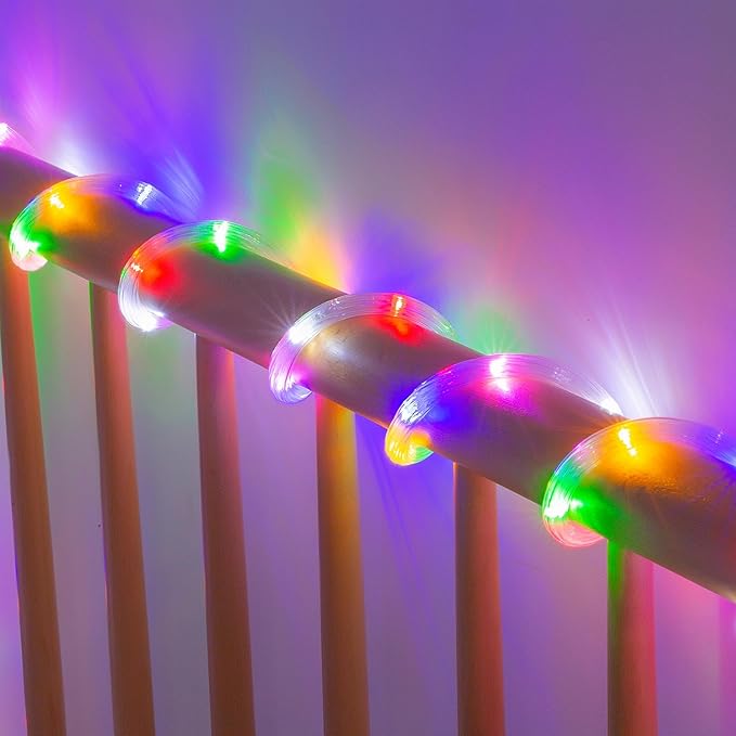 Ripple Tube LED Rope Lights with Remote Control - 8 Modes, 360° Glow,Waterproof for Outdoor/Indoor,Garden,Wedding,Pool,Patio,Christmas Decor (Multicolor, 33ft)