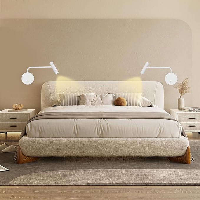 ZEROUNO Wall Mounted Reading Light for Bedroom Hardwired Sconce with Switch on/Off Modern 3000K Bedside Swing Arm Wall Lamp (White)