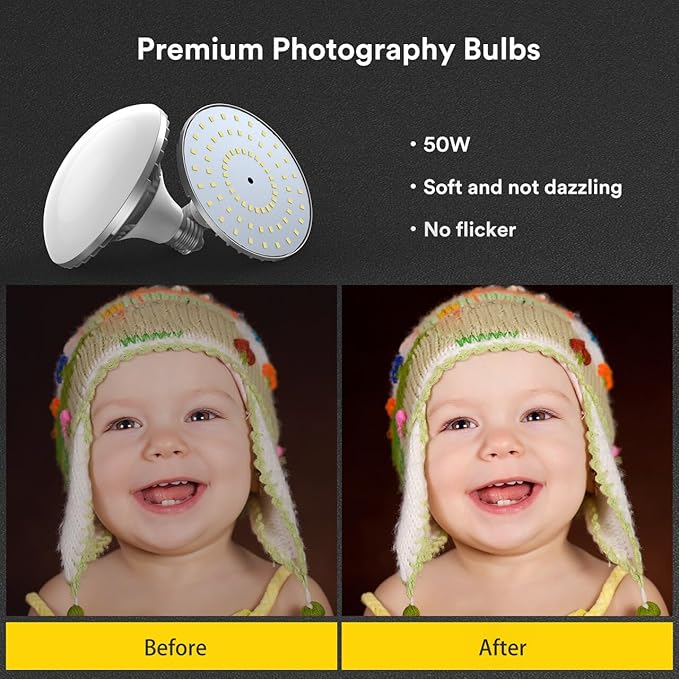 RALENO Softbox Lighting Kit, 20X28-Inch Softbox Photography Lighting with LED Bulbs(50W | 5500K | TLCI≥97), Streaming Lighting for Video Rcording Photoes Portraits YouTube | Model: PS40