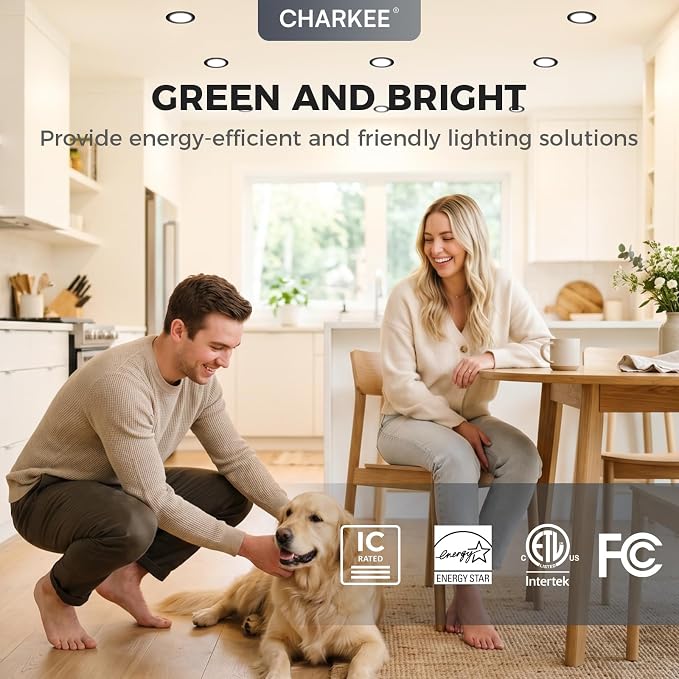 CHARKEE 24 Pack 6 Inch Ultra-Thin 5CCT LED Recessed Ceiling Light,Canless | 1050LM,2700K-5000K Selectable,12W Eqv 110W,5%-100% Dimmable,Wafer Downlights with Junction Box,ETL & Energy Star & FCC,Black