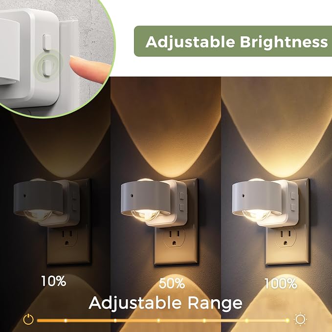 L LOHAS LED Night Light Projector, Night Lights Plug into Wall 3CCT | 2000K/3000K/5000K Adjustable Color Temperature Nightlight, Rotating White Nightlight with Light Sensor for Bathroom, Hallway