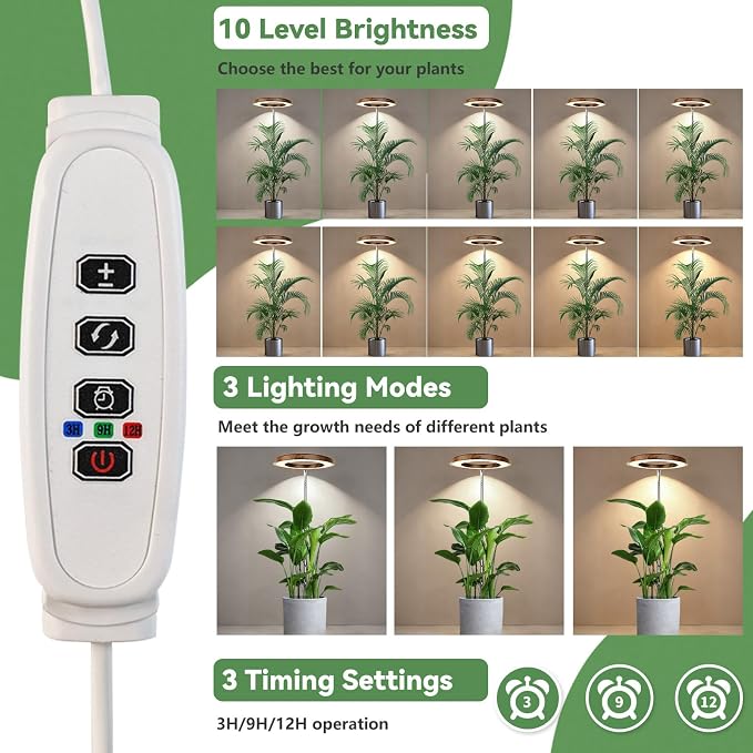 Wood Grain Grow Lights for Indoor Plants Plant Growing Lamp, Full Spectrum Plant Lights for Indoor Growing (Wood Color Without Base, 2 Pack)