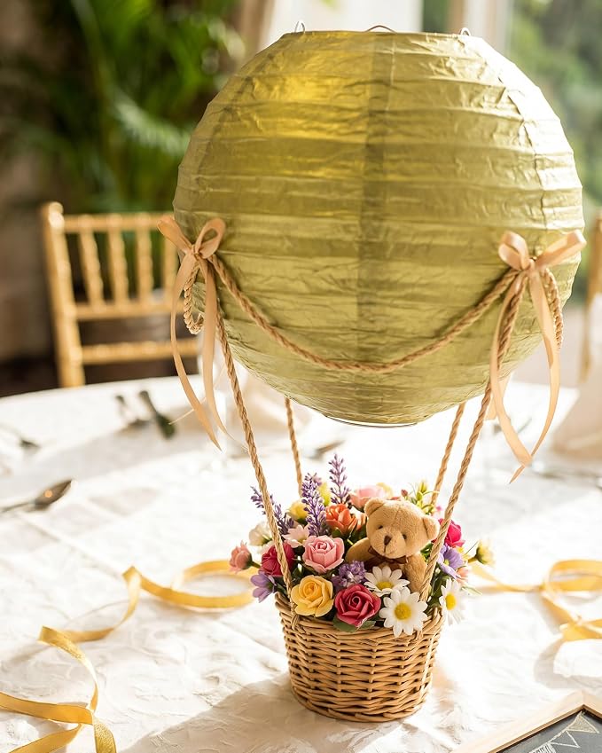 Treela 48 Pcs Paper Lanterns Party Decorations Round,Gold | Chinese Hanging Lamps, Wedding, Party Supplies, Birthday Bridal, 4/6/8/10 Inch, Easy Setup, Asian Decor, Festive Atmosphere