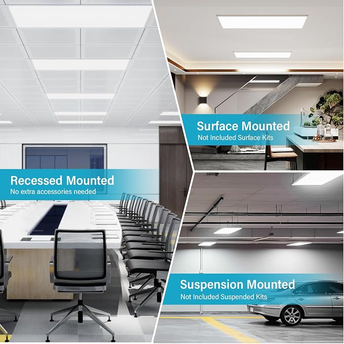 6Pack 2x4 LED Flat Panel Light, Drop Ceiling Light Fixture 6600LM | 50W Selectable Color Temperature 4000K/5000K/6000K, 5-100% TRIAC Dimmable, Recessed Back-lit Fixture for Office
