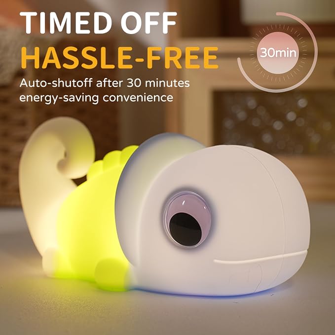 Night Light for Kids, Cute Soft Silicone Chameleon Lamp, Dimmable Timer Nursery Portable Kawaii Lamps, Bedside Lamp for Baby Toddler Adult(Chameleon - Blue)