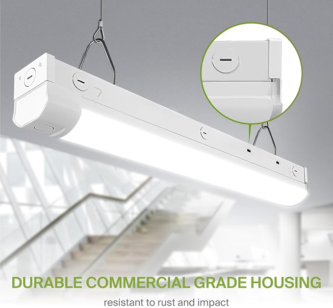 ASD 2ft LED Linear Strip Light Fixture with Q-Base | UL DLC Stairwell Certified Luminaire 15W-25W 120-277V Linkable LED Shop Light | 3000K-5000K Adjustable Commercial Ceiling Fixture, 9 Pack
