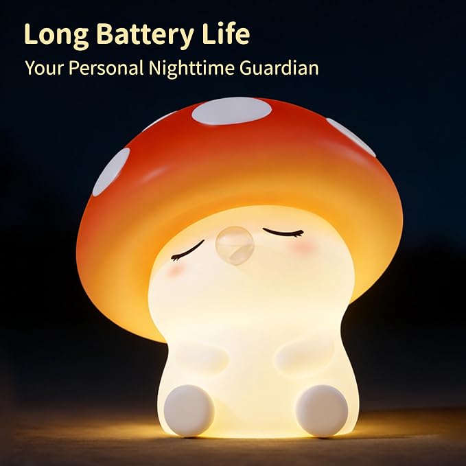 Led Cute Mushroom Night Light, Colorful Dimmable Nursery Kawaii Lamps, Super Squishy Silicone USB Rechargeable Beside Lamp, Used for Camping Party Room Decor(Mushroom)