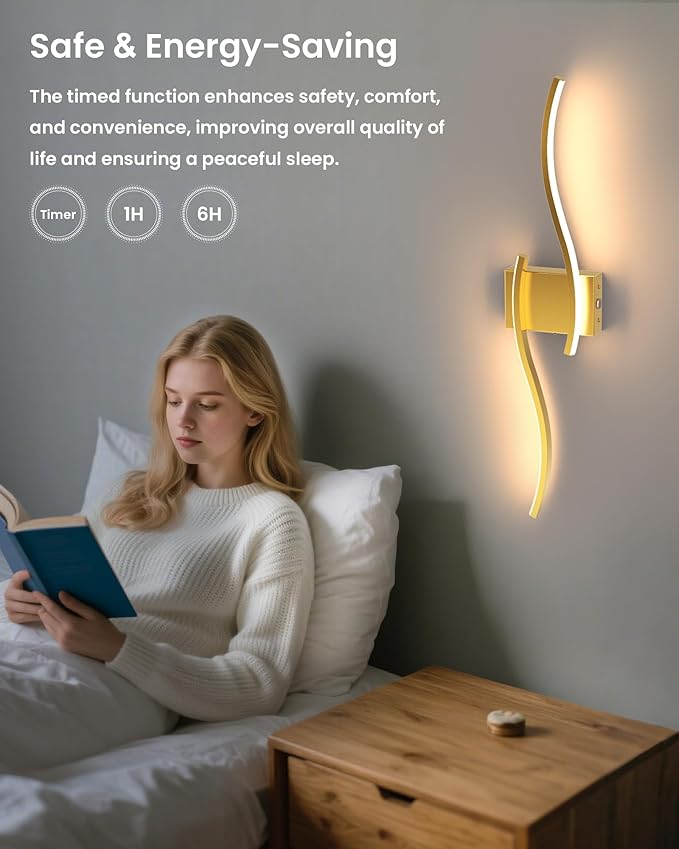 NIORSUN 27.6 Inch Battery Operated Wall Sconce Set of 2, Gold Modern Rechargeable Wall Lights with Remote, 3CCT Dimmable Wireless Wall Lamp for Living Room Bedroom Hallway