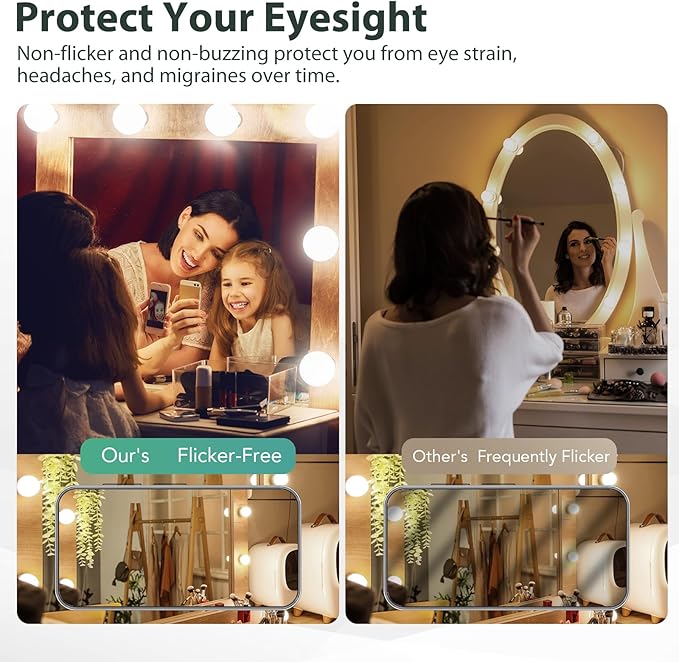 LED Vanity Light Bulbs, 60W Equivalent, Bathroom Light Bulbs 3000K Warm White, 800 Lumens, G25 Globe Bulb for Makeup Mirror, Round Shape, 7W, 120V, Non-Dimmable, 10 Pack