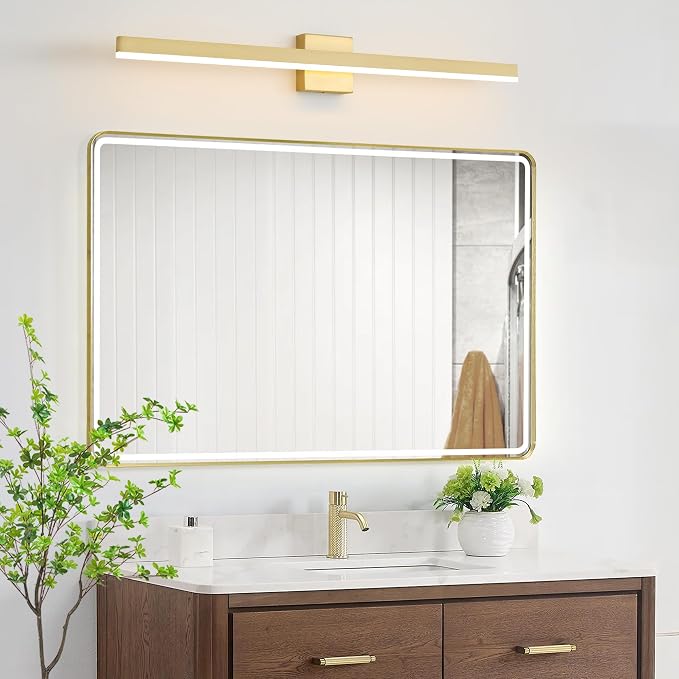 Gold Bathroom Vanity Light Fixture 39.4'' 20W Dimmable 5CCT LED Hardwired | Bathroom Light Fixture Over Mirror, Bathroom Wall Sconce, Rust-resistant, ETL Certificated, 2700K/3000K/3500K/4000K/5000K