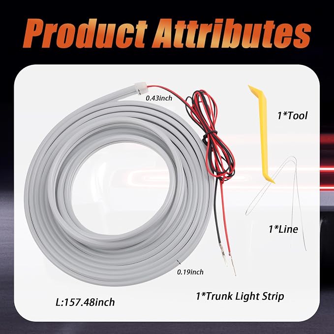 157.48 Inch Flexible Trunk Light Strip,Water-Resistant LED Light Strip for Car with Soft White Glow,Universal Concealed Ambient Lighting Car Strips Cars Accessories with Tools