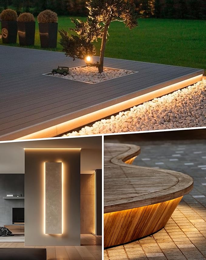 LED Neon Rope Lights 120VAC, 120LEDs/M Lum Strip Lighting End Extendable 2500K Warm White 65ft, Water & Cold Resistant for Outdoor Indoor, 4520LM Bright 8x16mm ETL Listed