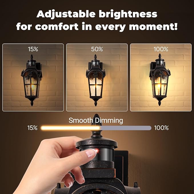 16.4" Motion Sensor Outdoor Lights with GFCI Outlet, 2-Pack ORB Outdoor Porch Light with Water Ripple Glass, 5-Modes Waterproof and Anti-Rust Dusk to Dawn Outdoor Lighting for Garage Patio