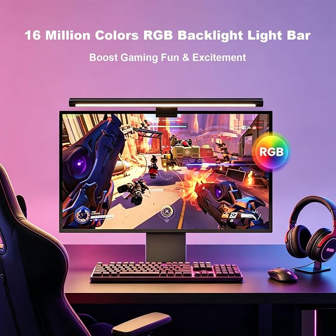 YEELIGHT Monitor Light Bar RGB Backlight, Ra98 Computer Lamp Works with Matter & Alexa for Home Office Gaming, 350LM Dimmable No Glare Eye-Care LED Screen Bar, USB Desk Lamp with Screen & Music Sync