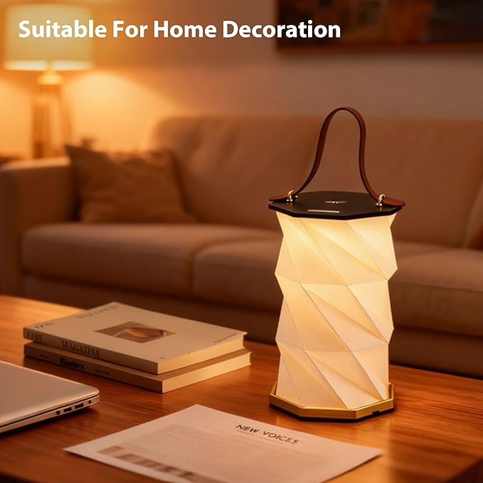 Mothers Day Gifts -Gift for Mom, Portable Folding Table Lamp - Dimmable, Collapsible Paper Lantern for Camping, Emergency & Home Decor, Gifts for Women(Black)