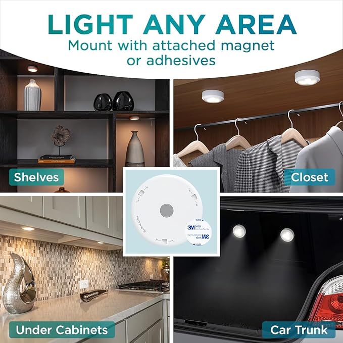 Brilliant Evolution Wireless LED Puck Light | Works with Remote Control | Under Cabinet, Closet Light | Battery Powered | Under Counter Lighting (Pack of 1)