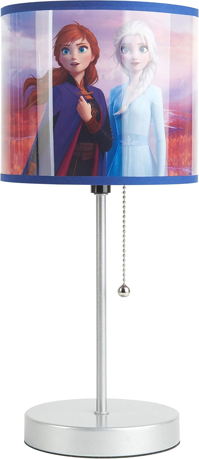 Frozen 2 Stick Table Kids Lamp with Pull Chain, Metal, Themed Printed Decorative Shade