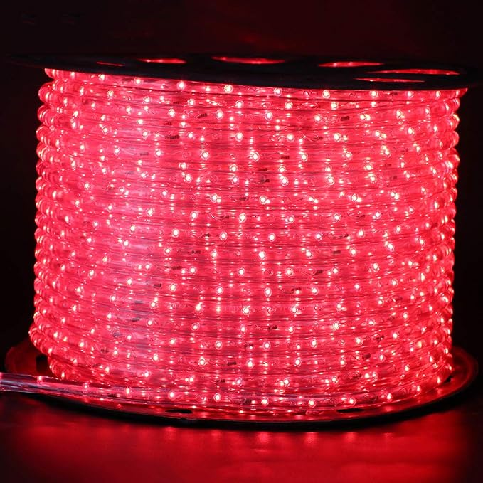 1/2" Rope Light, 2-Wire Waterproof LED Rope Light Kit,110V-120V PVC 30 LED/M Tube Lights Strip for Background, Outdoor, Christmas, Home Decoration (3.3ft/1m, Red)