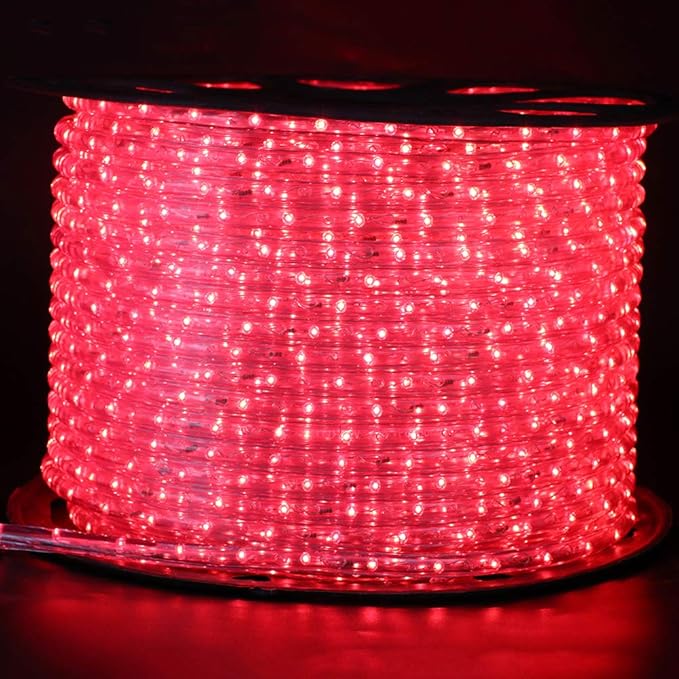 2-Wire Waterproof LED Rope Light Kit,110V-120V PVC 30 LED/M Tube Lights Strip for Background, Outdoor, Christmas, Home Decoration (328ft/100m, Red)