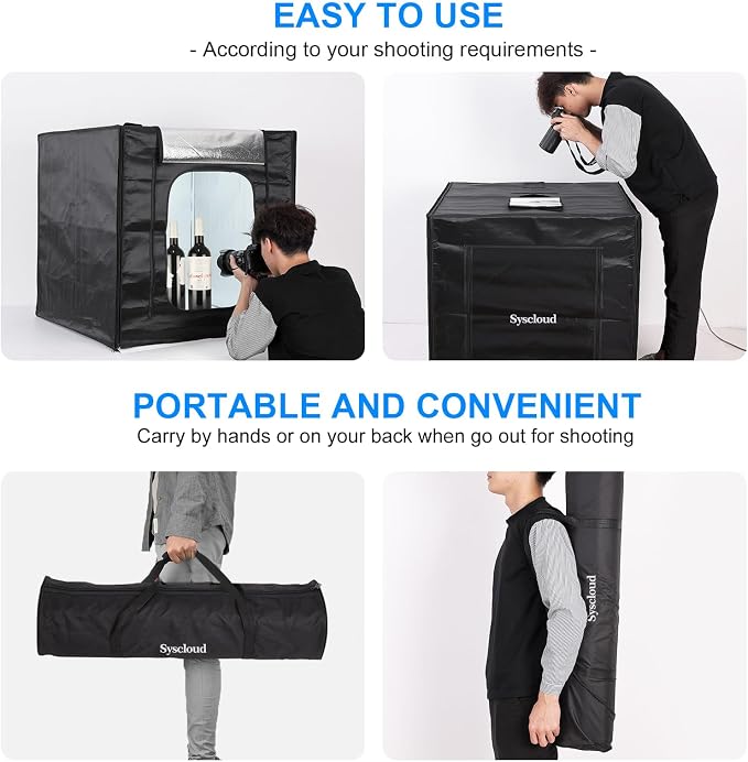 Photo Studio Light Box, 32"x32" Professional Dimmable Shooting Tent Kit with 210 LEDs Lights & 4 Color Backgrounds for Product Photography
