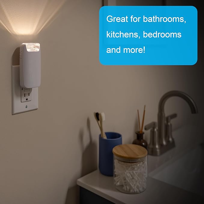 GE 4-in-1 Power Outage Plug in Night Light LED Flashlight for Dorm Room, Apartment Essentials, Battery Operated Lights Emergency Supplies, Dusk to Dawn Sensor Nightlight, 1 Pack, White, 37373