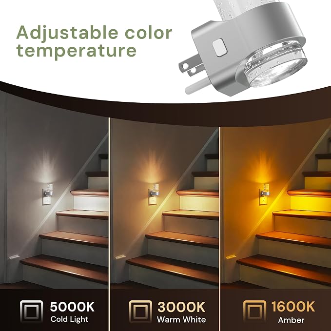 L LOHAS LED Night Lights Plug into Wall, 4 Pack Mini Dimmable Night Light | Dusk-to-Dawn, Soft White/Cool White/Amber 3 Light Color, 0-100LM Adjustable Brightness, Bubble Nightlight for Hallway