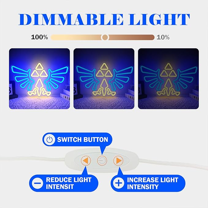 LOZ Gaming Neon Sign Dimmable Game Neon Sign for Gamer Room Decor Neon Lights for Bedroom Boys Teen Gaming Zone Party Decoration
