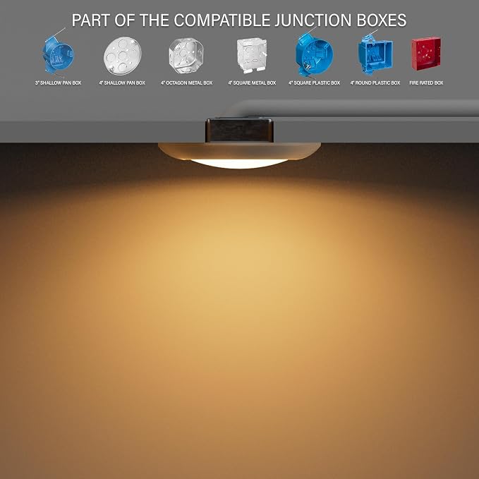 6 Inch LED Low Profile Disk Light with Night Light, 120VAC, 15W, 5CCT Color Changing, 1000LM, Dimmable, ETL, Shower Wet Rated Screw in Flush Mount Ceiling Light, White/8 Packs