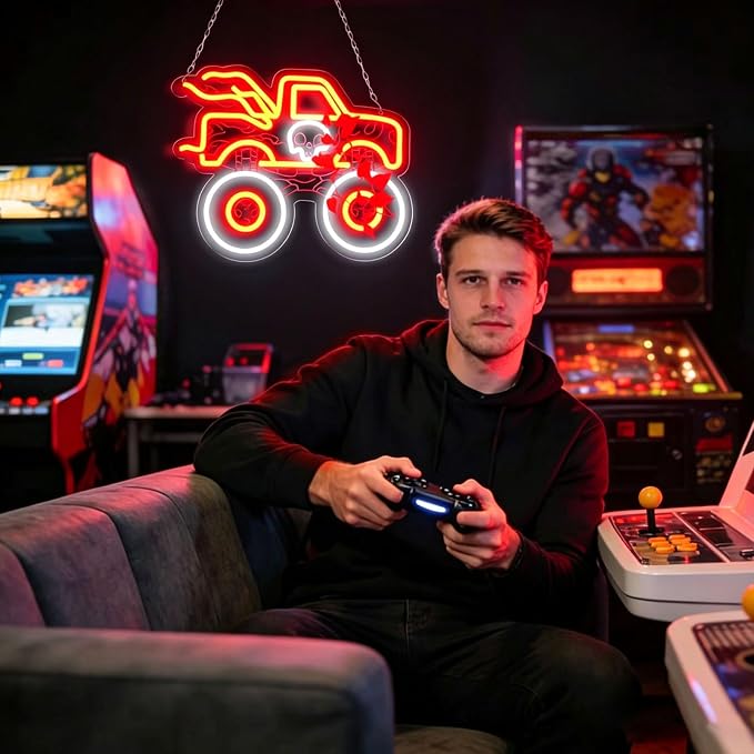 AHlove Truck Neon Sign for Wall Decor，LED Neon Lights for Game Room、Man Cave，Birthday、Christmas Gifts for Teen Boys and Girls