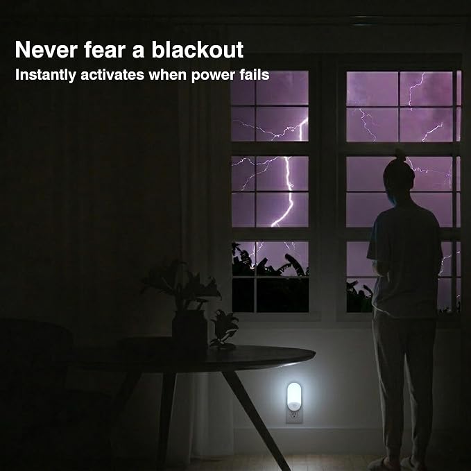 Camelion 4-in-1 Power Failure Night Light,Flashlight,Motion Sensing, 3-Pack | Rechargeable LED Plug-In Light,Battery Backup for Emergency & Power Outages,Dusk-to-Dawn Auto On, ETL Safety Certified