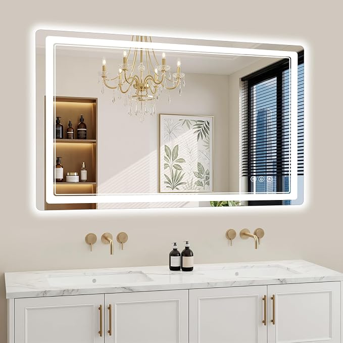 24"x48" LED Bathroom Mirror with Lights, Backlit + Front Lit, Anti-Fog, Lighted Bathroom Mirror for Wall, HD Shatterproof Tempered Glass, Dimmable, Memory Function (Horizontal/Vertical)