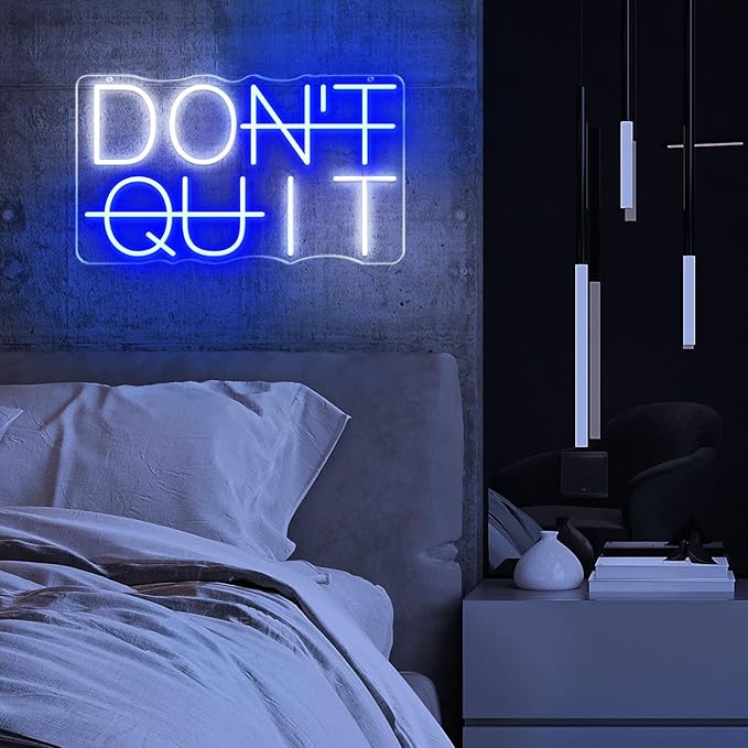 Dimmable Don't Quit Neon Sign for Wall Decor, USB LED Light for Home Gym Bedroom Man Cave Office, DO IT Inspirational Gamer Room Decorations