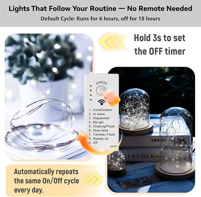 ZSJWL Rechargeable Fairy Lights with DIY Timer & 8 Modes, 16FT 50LED String Lights Battery Operated Indoor, Twinkle mini Lights for Bedroom Christmas Wedding Centerpiece Decor (White)