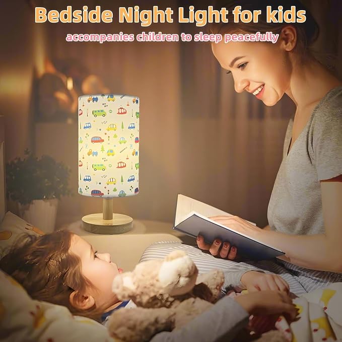 Kids Table Lamp for Bedroom Boys LED Desk Lamps for Kids Room Car Lamp | 3 Color Modes Cute Nightstand Night Light with Cartoon Design Bedside Lamp for Living Room Nursery Decor Car Gift for Boys