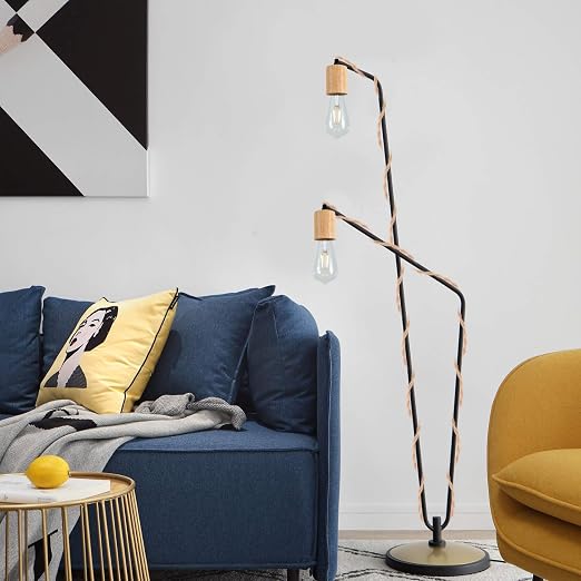 Arturesthome Wood Pendant Light Cord Kit with Switch, 9.8FT Vintage Industrial Hanging Light Plug in Lamp Cord with Twisted Nylon Rope Lights Socket E26 E27 for Farmhouse Lamp Cable Retro DIY