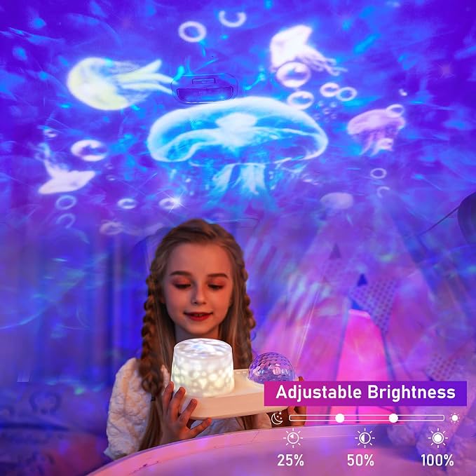 Ocean Night Light Projector, Kids Galaxy Projector for Bedroom, Nebula Star projector with USB Cable, 360 Degree Rotation Kid Night Light Lamp for Decorating Party,Birthdays,Christmas Gifts