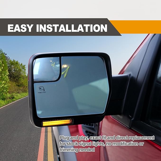 2pcs Sequential Right Left LED Side Mirror Turn Signal Light Smoked Lamps for 2004-2014 Ford F150 Expedition Lincoln Mark LT Amber Flowing led Lights