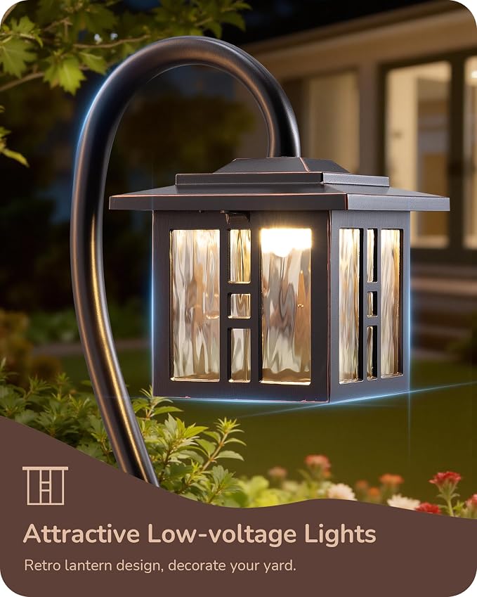 EDISHINE Low Voltage Landscape Lighting, LED Pathway Lights Wired 4 Pack | 3W 185LM, 50,000H, Waterproof Die-Cast Aluminum for Walkway, Driveway, Garden, Path, Yard, Oil-Rubbed Bronze