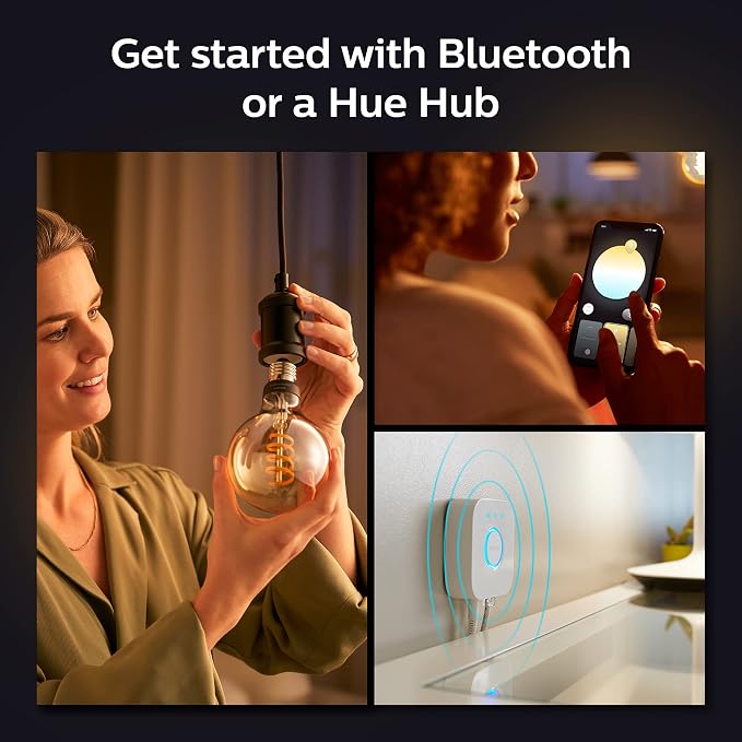 Philips Hue Smart 60W G25 Filament LED Bulb - White Ambiance Warm-to-Cool White Light - 2 Pack - 550LM - E26 - Indoor - Control with Hue App - Works with Alexa, Google Assistant and Apple Homekit