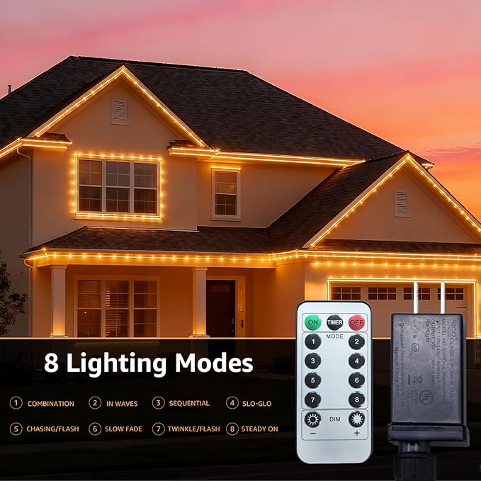 50ft LED Rope Light with Remote 8 Modes Strip Lights with Timer & Memory 5.5mm Large Diameter Twinkle Lights for Wedding Garden Christmas Halloween Bedroom Patio Decorations(15M, Warm White)