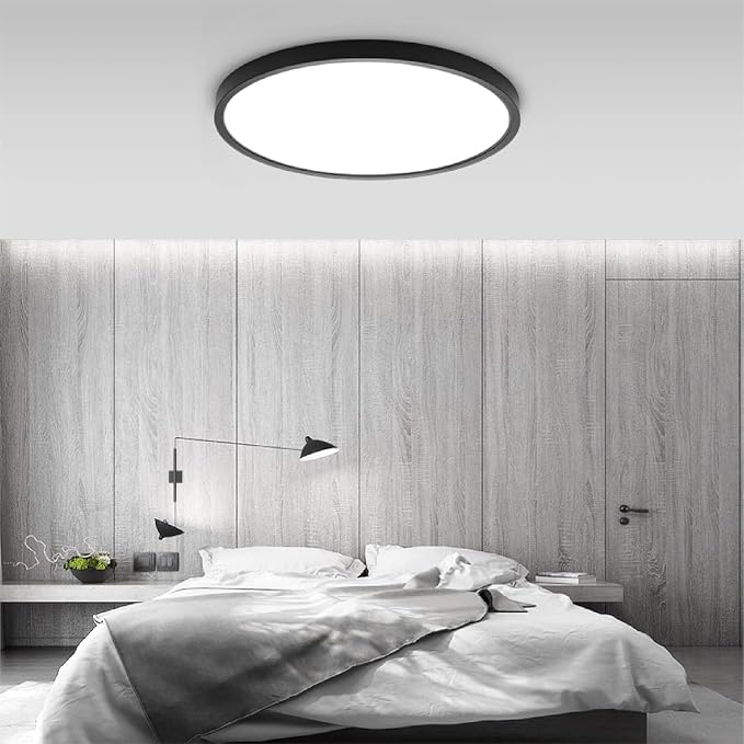 TALOYA 4-Pack 15.8" LED Flush Mount Ceiling Light Fixture,24W 5CCT,Black | 100–240 VAC Input,Edge-Lit LED Modern Ceiling Lamp for Living Room,Bedroom,Hallway,Kitchens