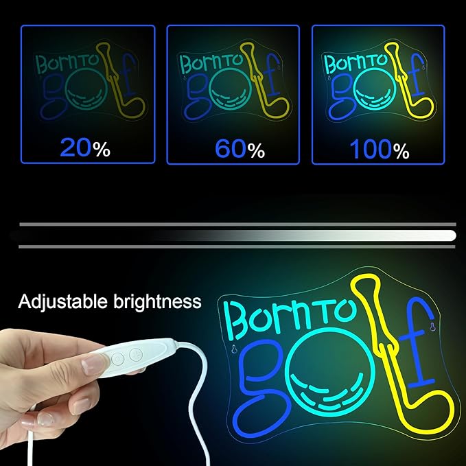 NOSUN Born to Golf Neon Sign Golf Neon Signs for Wall Decor LED Sign Colorful Neon Light Sign Neon Lights with Dimmable Encourage Light for Bedroom Bar Club Apartment Home Party Decor