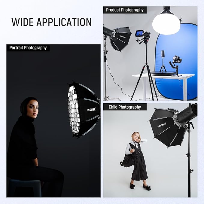 NEEWER 22"/55cm Octagonal Softbox, Quick Release Bowens Mount Nylon Soft Box with Honeycomb Grid Light Diffusers Bag for RGB CB60 CB60B CB200B MS60B MS60C MS150B S101-300W/400W Pro Vision 4 Q4, NS22P | Nylon, with Honeycomb Grid, Light Diffusers, Bag, ...