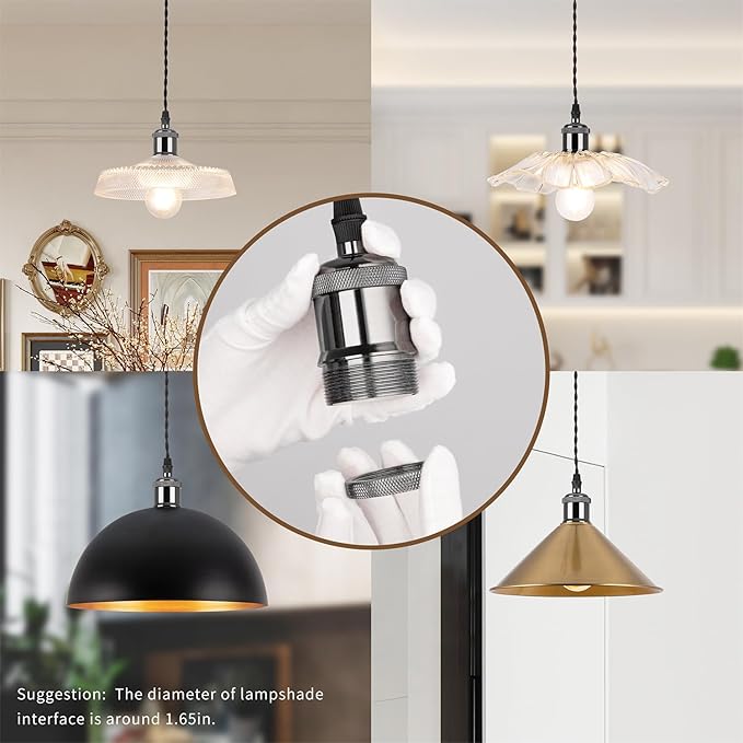 mirrea H Type Black Track Lighting Pendant with E26 Socket Cord Adjustable Pack of 3 (2 feet)