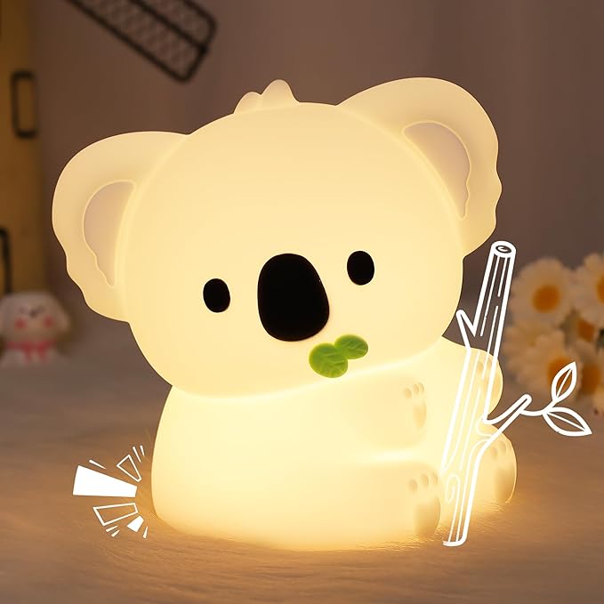 Koala Gifts, Cute Koala Silicone Night Light, Touch Control & Timer, USB Rechargeable, Suitable for Breastfeeding Reading Working Sleep for Baby Kids Teens Adults