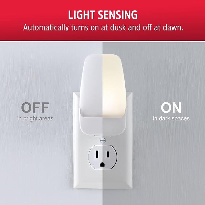 Energizer Night Light, Light Sensing, Nightlight for Bedroom, Bathroom, Nursery, Hallway, Kitchen, 3000K, White,81565 (Pack of 16)