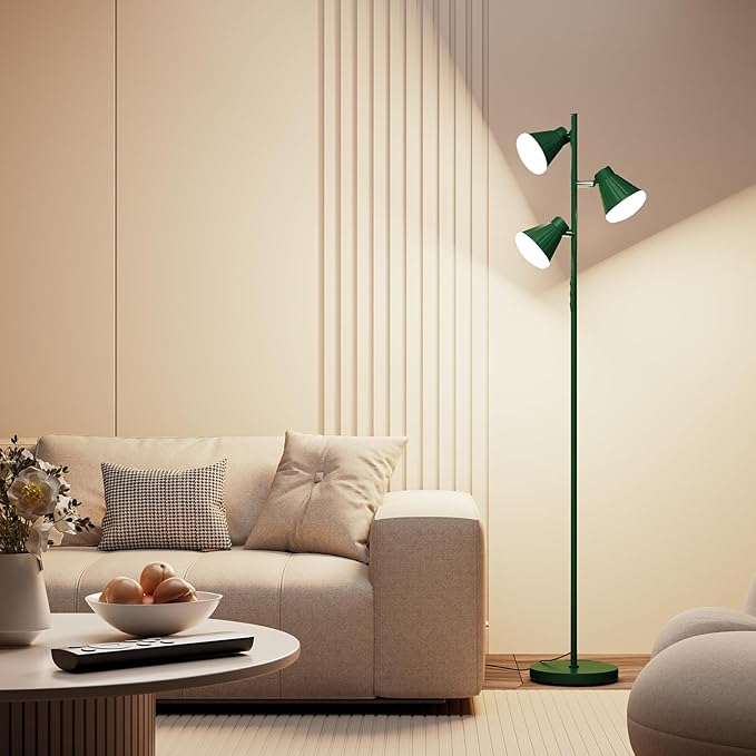 36W LED Tree Floor Lamp, Dimmable Tall Standing Lamp with Remote & Touch Control, 4 Color Temperatures Bright Floor Lamp, 3 Rotatable Light Modern Floor Lamps
