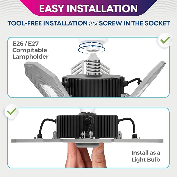 Bell+Howell Triburst Screw in LED Garage Lights, 4000LM LED Shop Lights for Garage, Shed, Attic, Screw-in E26/E27, 3 Light Panels, Easy to Install, 4000K | LED Shop Lights for Garage, Shed, Attic, Screws into E26/E27, 3 Light Panels, Easy to Install, 4...