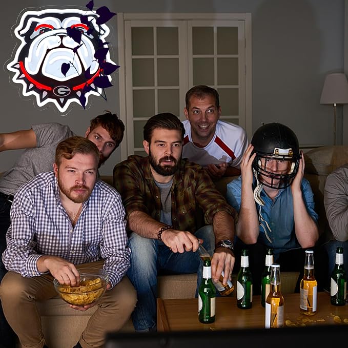 University Football Bulldogs Neon Sign，Neon Light LED Sign for Sports Fans Gifts，Neon Wall Art Sign Dimmable for Man Cave、Dormitory